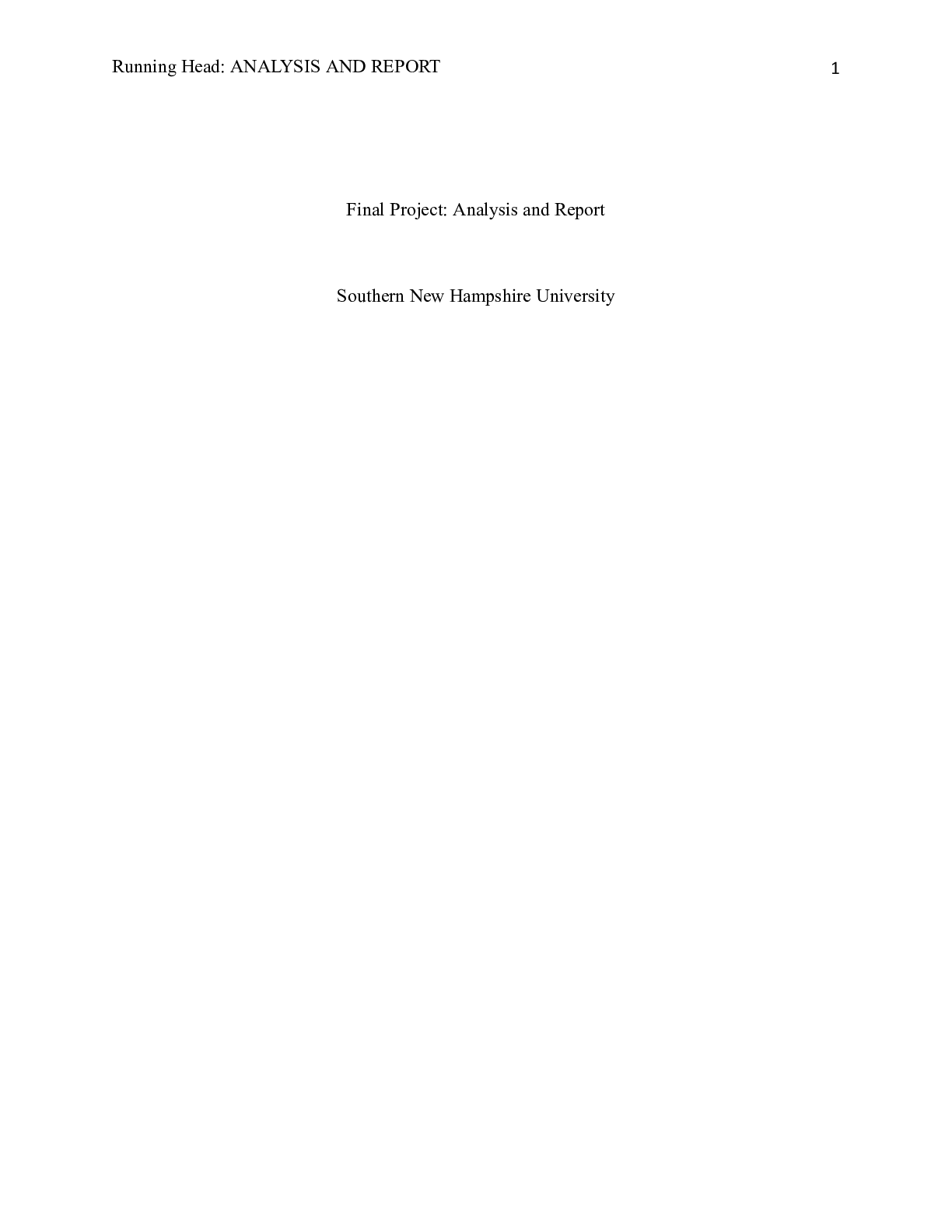 Preview image for Final Project  Analysis and Report.docx    Final Project: Analysis and Report  Southern Ne